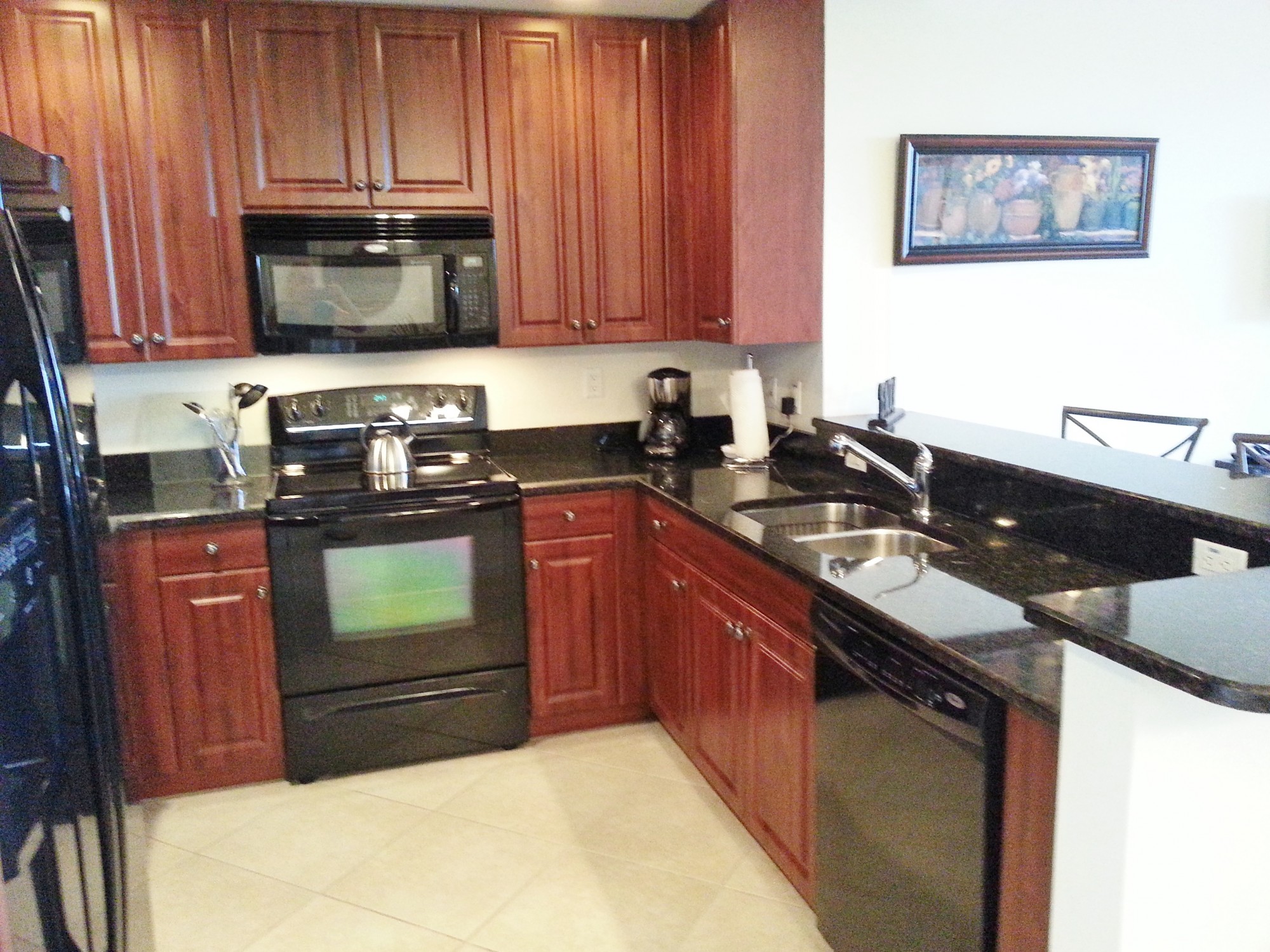 Kitchen with Beautiful Appliances and Granite Counter