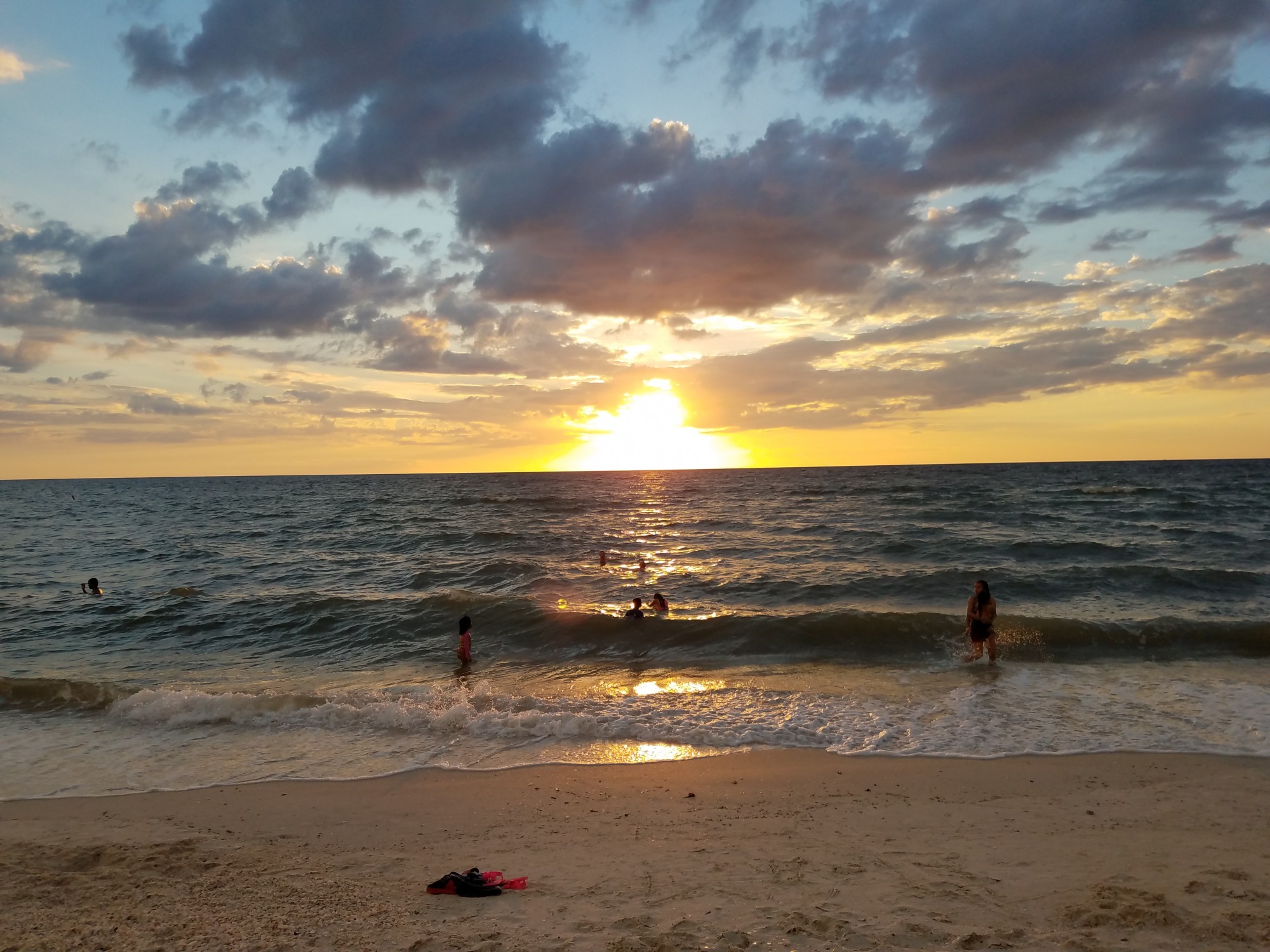 Swimmers at Sunset on Barefoot Beach 10-21-2018